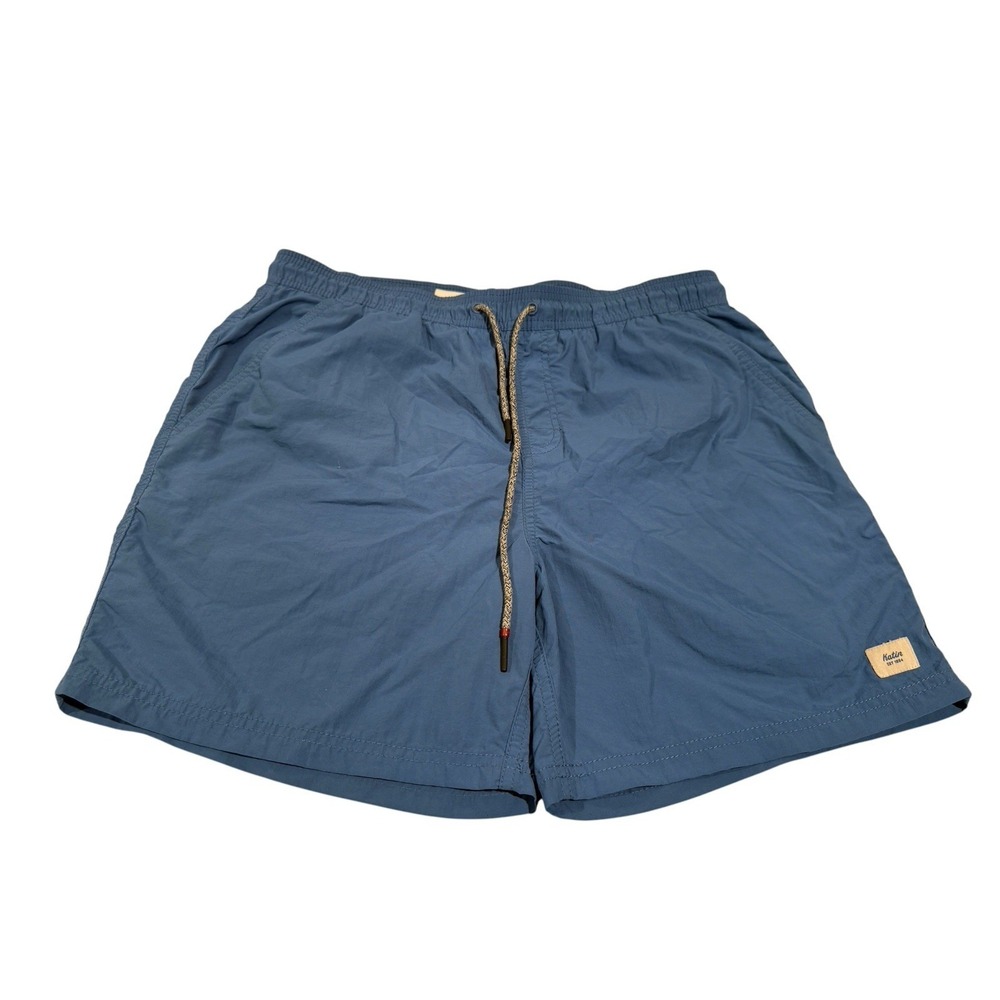 KATIN Swim Trunk Mens Blue Size MD Drawstring Elastic Waist Est 1954 Pocket